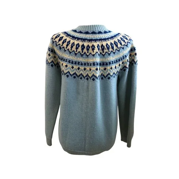 Vintage Wool Nordic Fair Isle Ski Sweater Button front cardigan size medium - Picture 3 of 4